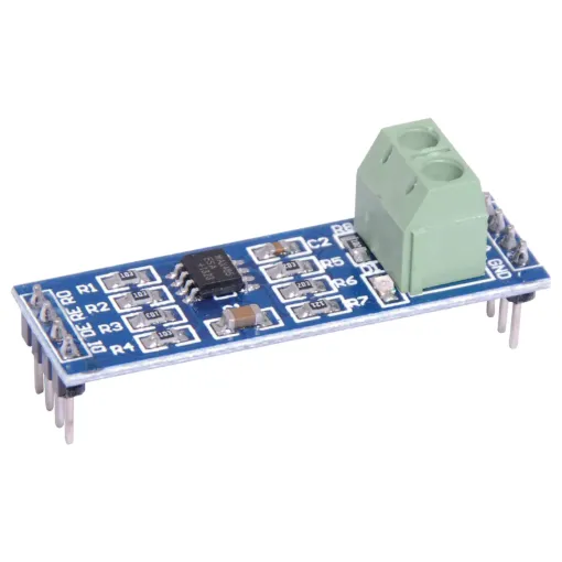 A TTL to RS485 breakout module for connecting an Arduino or similar microcontroller to RS485 equipped devices. 5V input. 44L x 14Wmm.