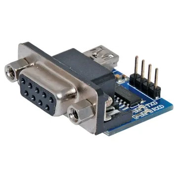 A bi-directional converter to shift between serial and TTL communication. Includes USB cable for power and breakout jumper lead for TTL connection. 3-5V input. Maximum baud: 150kbps.