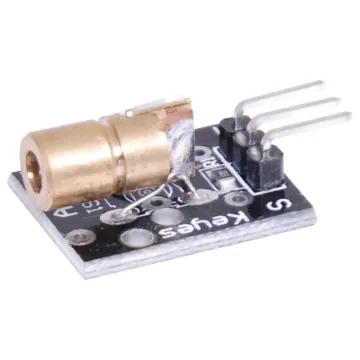 A 1mW red laser diode with header connection for easy interface to your project. 5V DC input. 650nm wavelength (red). Board size 43 x 23mm.