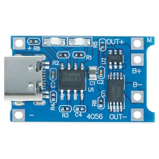 Provides a 1A charging current to a single lithium cell from a 5V DC input.