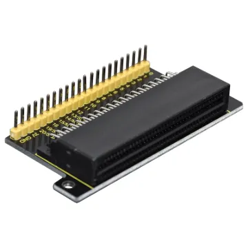 Plug in your micro:bit and breakout every pin to a standard header. Allowing you to connect it to other components using jumper wire.