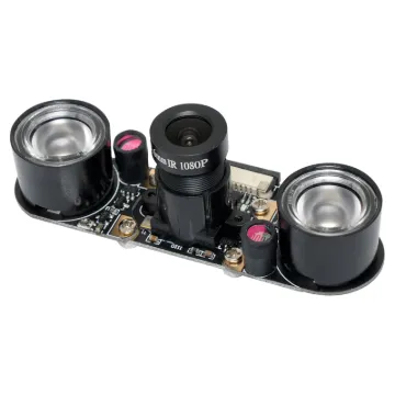 plugs directly into the CSI connector on the Raspberry Pi, and features two high-intensity Infrared LED spotlights for night time recording!