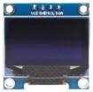 A compact monochrome 128x64 OLED display module with I2C/SPI communication. 3-5V input. 22x22x12mm.