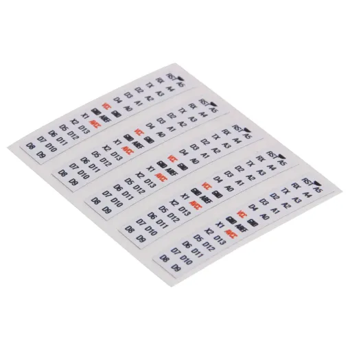 Handy stickers for your Atmega328p chips. Great for reminding you of the appropriate pinouts for your DIY Arduino prototype. Printed on quality Arlon UV vinyl.