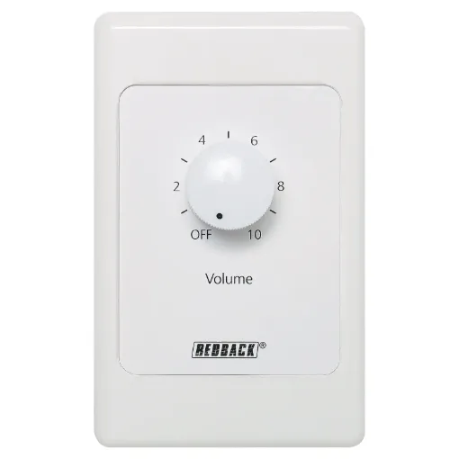 Designed to control 100V line speaker systems these attenuators are fitted to industry standard wall plates and install into an electrical wall box. They feature 11 position switches