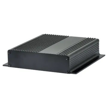 Extruded single piece aluminium cases. Flat aluminium end plates can be milled, screened and customised to suit your requirements. Finned extrusion adds thermal dissipation for heat sinked applications.