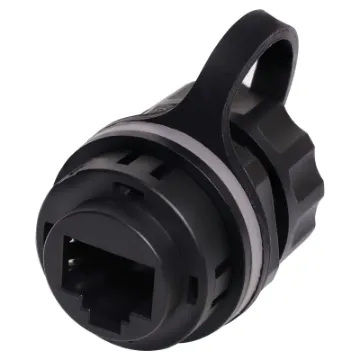 This waterproof IP68 rated 8P8C RJ45 panel mount connector provides secure wateproof data connections for equipment it is built into.
