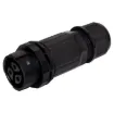This waterproof IP68 3 pin connector features a screwless termination and locking connection to mating connectors (see P8650 for male line or P8652 for male chassis versions).