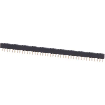 40 way single row header socket for connection to secondary boards with male headers. 0.1" inch (2.54mm) pitch spacing. Gold Plated Contacts. 5mm plastic surround height.