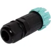 This waterproof IP68 2 pin connector features a screwless termination and locking connection to mating connectors (see P8661 for female line plug and P8662 for female chassis socket).