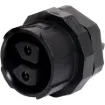 This waterproof IP68 2 pin connector features a screwless termination and locking connection to mating connectors (see P8660 for male line version).