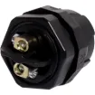 This waterproof IP68 2 pin connector features a screwless termination and locking connection to mating connectors (see P8660 for male line version).