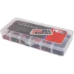 210 pieces of 45mm and 75mm long red and black adhesive backed heat shrink with a shrink rating of 2:1. Sizes 2.5, 3.5, 4.5, 6, 10, 13, 20mm