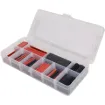 210 pieces of 45mm and 75mm long red and black adhesive backed heat shrink with a shrink rating of 2:1. Sizes 2.5, 3.5, 4.5, 6, 10, 13, 20mm