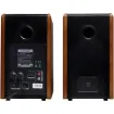 This bookshelf speaker system delivers clear stereo sound from quality tweeter and woofer drivers, housed in wooden cabinets for rich acoustics.