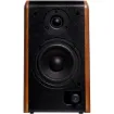 This bookshelf speaker system delivers clear stereo sound from quality tweeter and woofer drivers, housed in wooden cabinets for rich acoustics.