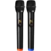 UHF dual-channel wireless mic system with DSP effects, multiple inputs, and 30 m range—ideal for karaoke, DJs, and home entertainment.