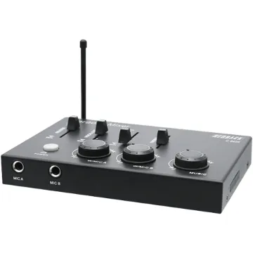 UHF dual-channel wireless mic system with DSP effects, multiple inputs, and 30 m range—ideal for karaoke, DJs, and home entertainment.
