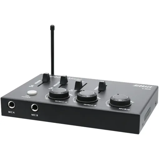 UHF dual-channel wireless mic system with DSP effects, multiple inputs, and 30 m range—ideal for karaoke, DJs, and home entertainment.