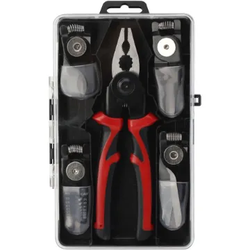 Your all-in-one DIY sidekick—five tools in one with quick-swap heads, perfect for cutting, crimping, stripping, and more, all in a portable case.