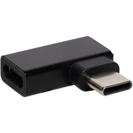 This Type C female to Type C male right angle USB adaptor can be used to join USB C connections.