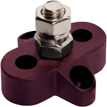 This Single Red M8 Power Distribution Post is a heavy duty stainless steel post that is mounted on a moulded plastic base. 48V DC max.