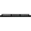 This 1RU panel is fitted with 48 RJ45 "back to back" coupler ports for tool free cable termination. Port numbers fields can be written on and fitted securely behind a clear lexan. Black finish. Includes rear cable support bar with earthing strap.