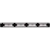 This 1RU panel is fitted with 24 RJ45 Keystone jack ports and features numbered outlets for easy identification. Black finish. Includes rear cable support bar.