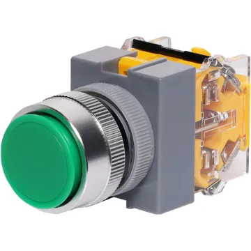 Heavy Duty Green 22mm Momentary Push Button Switch activates only while pressed and returns to its original position when released.