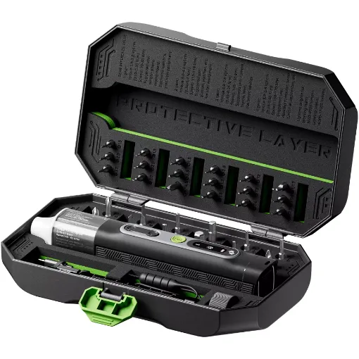 Tackle any repair with ease—this precision electric screwdriver set adapts to both large and small bits, includes four torque modes, and offers built-in lighting. Complete with a rechargeable 1500 mAh battery and long-lasting CR-V bits.