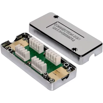 Easily join together two Cat6A cables with bare ends to this RJ45 joiner box.