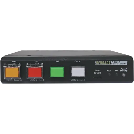 This unit has provision for playback of Alert, Evacuation and chime tones as well as an alert and/or emergency message. When connected to a paging system amplifier, building occupants can be alerted and/or evacuated in the event of an emergency e.g.: fire, gas leak, bomb scare, earthquake.