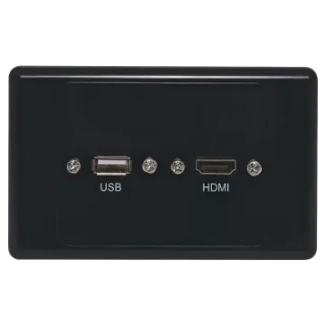 Latest HDMI high speed with Ethernet (1.4) connection. Rear is fitted with 150mm fly leads and HDMI and USB type A socket for easy connection. Supplied with two facia covers to suit your decor.