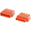This 4 x 4 terminal block features a PA66 shell, actuating lever, and conductive parts made of thinned copper, ensuring reliable and secure connections.