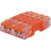 This 4 x 4 terminal block features a PA66 shell, actuating lever, and conductive parts made of thinned copper, ensuring reliable and secure connections.