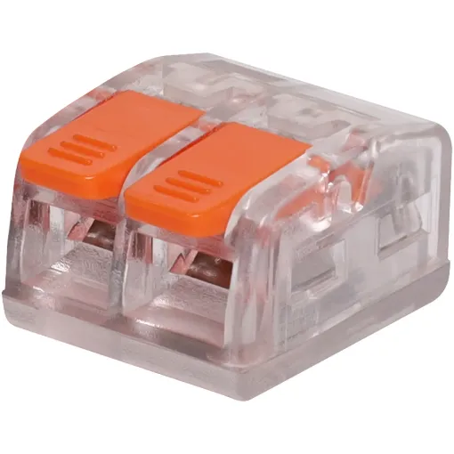 This Lever Splicing Terminal Block is ideal for various electrical applications. Features a transparent polycarbonate shell, actuating lever, and conductive parts made of copper nickel plated, this connector ensures reliable and secure connections.