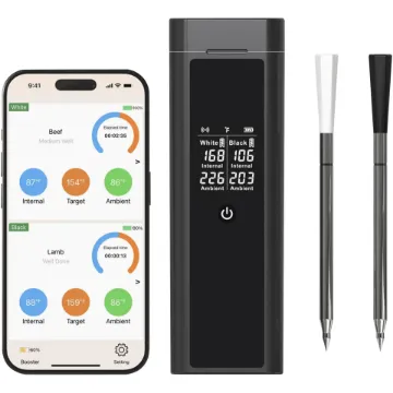 This smart wireless Bluetooth meat thermometer provides an easy way to monitor internal meat temperatures while cooking your favourite roast or smoked BBQ recipes, includes 2 probes so you can monitor up to 2 meats at a time.