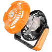 Easy to carry 3-in-1 portable fan provides a cool breeze and equipped with an adjustable brightness LED lamp and USB power bank output for charging your phone in a pinch!