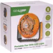 Easy to carry 3-in-1 portable fan provides a cool breeze and equipped with an adjustable brightness LED lamp and USB power bank output for charging your phone in a pinch!