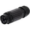 This waterproof IP68 4 pin connector features a screwless termination and locking connection to mating connectors (see P8670 for male line plug).