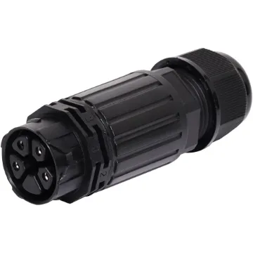 This waterproof IP68 4 pin connector features a screwless termination and locking connection to mating connectors (see P8670 for male line plug).