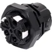 This waterproof IP68 4 pin connector features a screwless termination and locking connection to mating connectors (see P8670 for male line version).