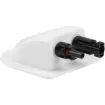 A handy MC4 dual gland cable entry point for caravans, campers and vehicles with roof mounted solar panels. Can be surface mounted using silastic or similar weatherproof adhesive. Size: 107W x 99D x 44Hmm.