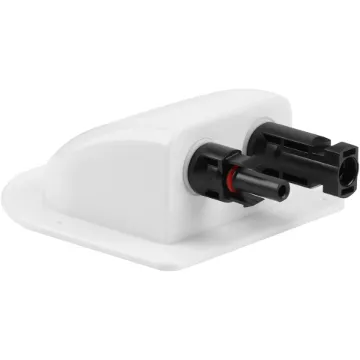 A handy MC4 dual gland cable entry point for caravans, campers and vehicles with roof mounted solar panels. Can be surface mounted using silastic or similar weatherproof adhesive. Size: 107W x 99D x 44Hmm.