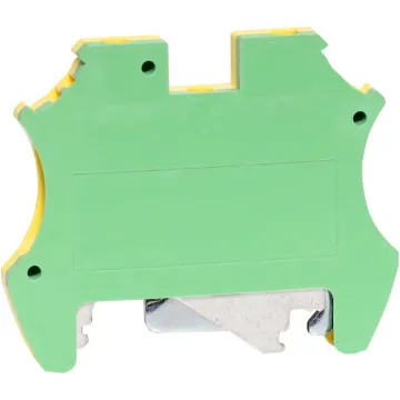 Coloured green and yellow. Designed to be ganged together to form as many poles as required to suit your application. Suitable for 35mm top hat and asymmetrical “G” Type DIN rail mounts. 600V rated.