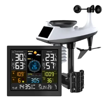 This fantastic wireless Wi-Fi home weather station contains everything you require to monitor live weather conditions at home. The main base station displays at a glance, indoor and outdoor temperature, humidity, barometric pressure, recent rainfall, wind speed and direction.