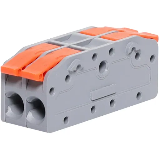 This Lever Splicing Terminal Block is ideal for various electrical applications. Features a transparent polycarbonate shell, actuating lever, and conductive parts made of copper nickel plated, this connector ensures reliable and secure connections.
