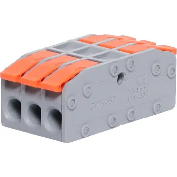 This Joiner Lever Splicing Terminal Block is ideal for various electrical applications. Features a transparent polycarbonate shell, actuating lever, and conductive parts made of copper nickel plated, this connector ensures reliable and secure connections.