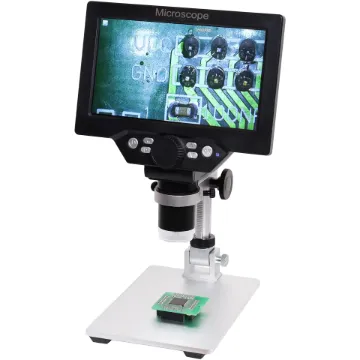 Inspect the finest details with this 12MP digital microscope featuring up to 1200x magnification, a vibrant 7" HD display, LED lighting, photo/video recording, and USB PC connectivity—perfect for classrooms, labs, and precision work.
