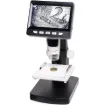 A compact digital microscope with a 4.3” colour screen, ideal for classrooms, hobbyists, and PCB inspection. Offers adjustable focus, zoom, LED lighting, USB connectivity, photo storage, and portable rechargeable operation.
